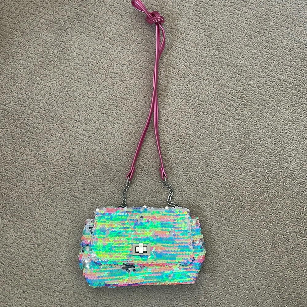 Cat & Jack Rainbow and Silver Flip Sequin Purse